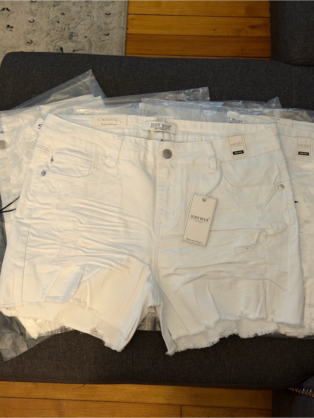 Judy Blue White Distressed High-Rise Jean Shorts